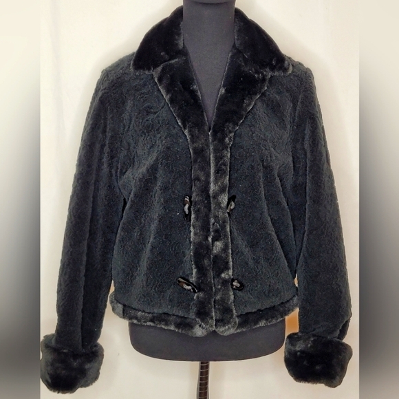 Tsunami Black Faux Fur Jacket - Size M - Picture 1 of 12